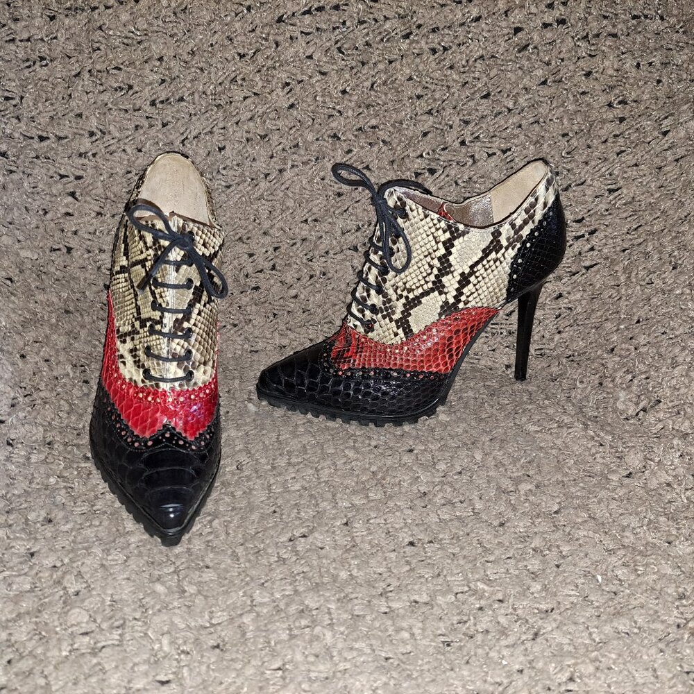 SPAZIOMODA BOLOGNA-ITALY-Multicolor Snakeskin/Croc Pattern-Stiletto-Sz 37/6.5-NM